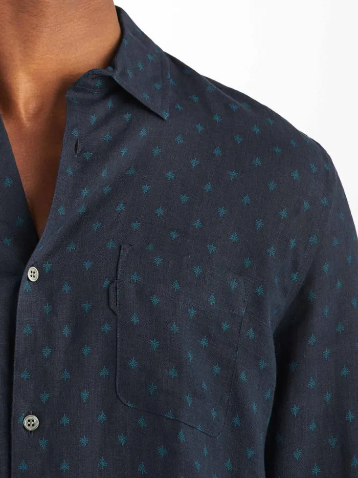 Derek Rose Casual Shirts Men Shirt Milan 25 Linen Navy