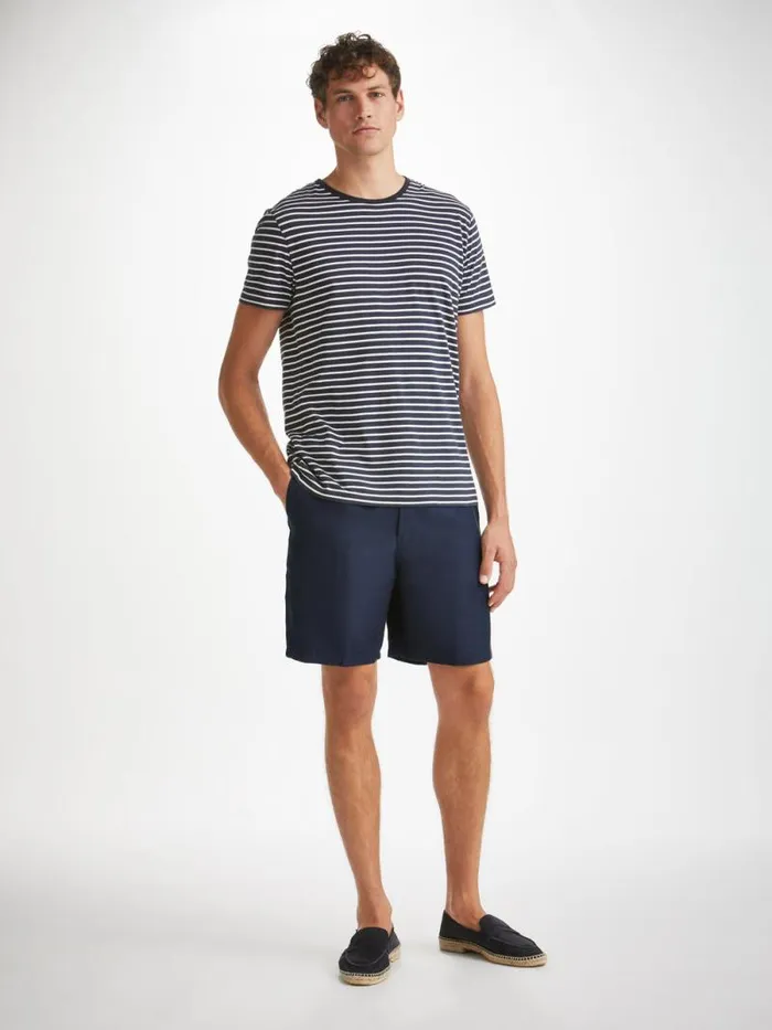 Derek Rose Casual Shorts Men Shorts Sydney 2 Linen Navy