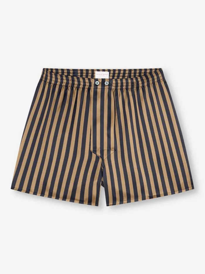 Derek Rose Classic Fit Boxer Shorts Men Classic Fit Boxers Brindisi 107 Silk Satin Navy