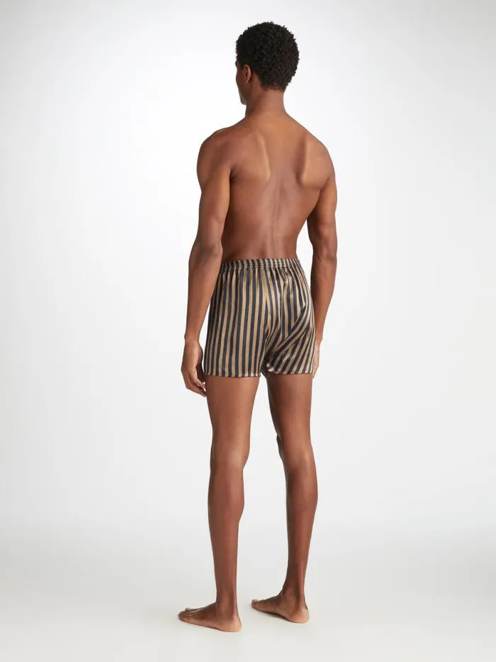 Derek Rose Classic Fit Boxer Shorts Men Classic Fit Boxers Brindisi 107 Silk Satin Navy