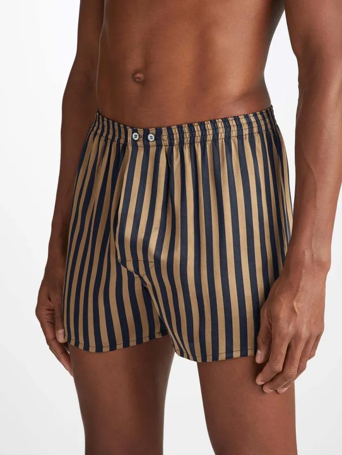 Derek Rose Classic Fit Boxer Shorts Men Classic Fit Boxers Brindisi 107 Silk Satin Navy