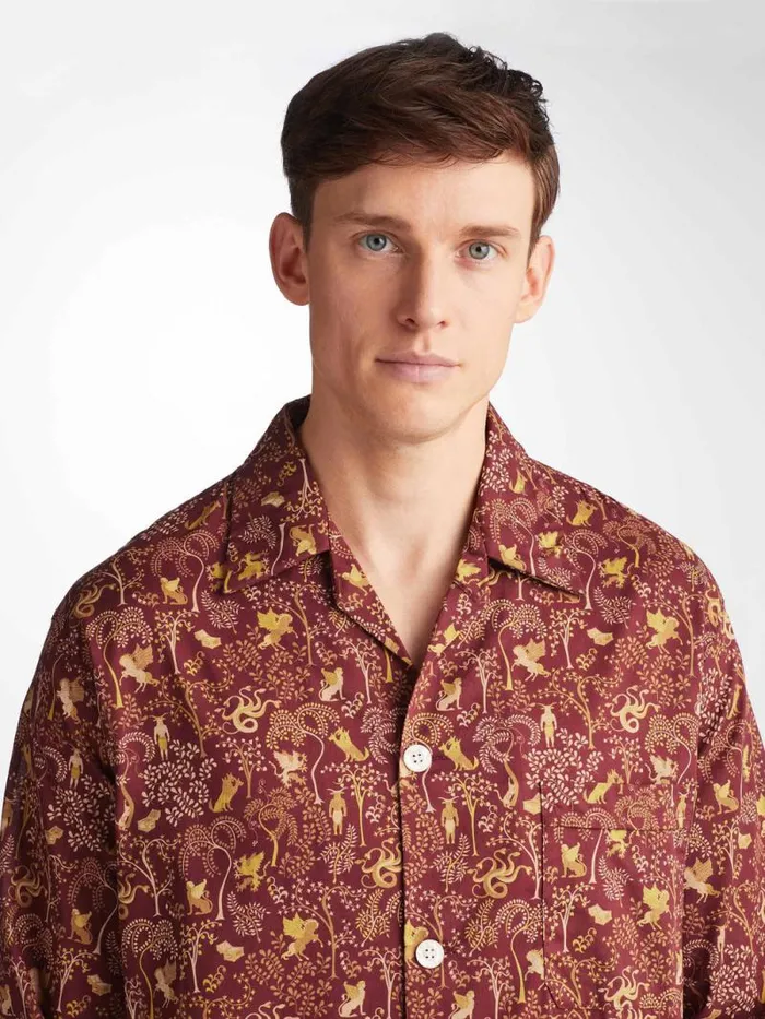 Derek Rose Classic Fit Pajamas Men Classic Fit Pajamas Ledbury 74 Cotton Batiste Burgundy