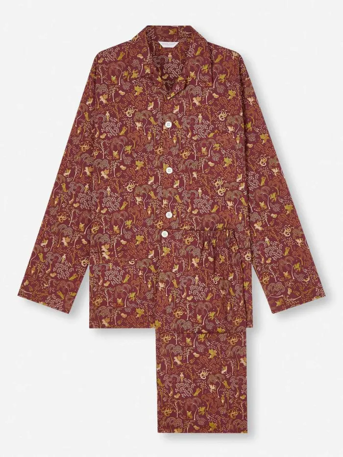 Derek Rose Classic Fit Pajamas Men Classic Fit Pajamas Ledbury 74 Cotton Batiste Burgundy