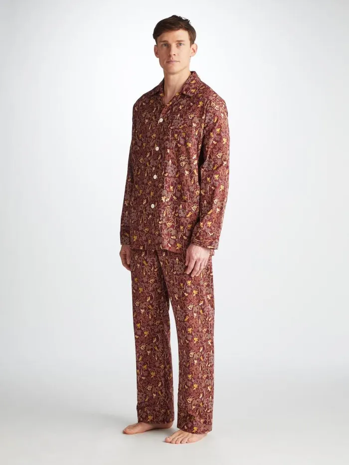 Derek Rose Classic Fit Pajamas Men Classic Fit Pajamas Ledbury 74 Cotton Batiste Burgundy