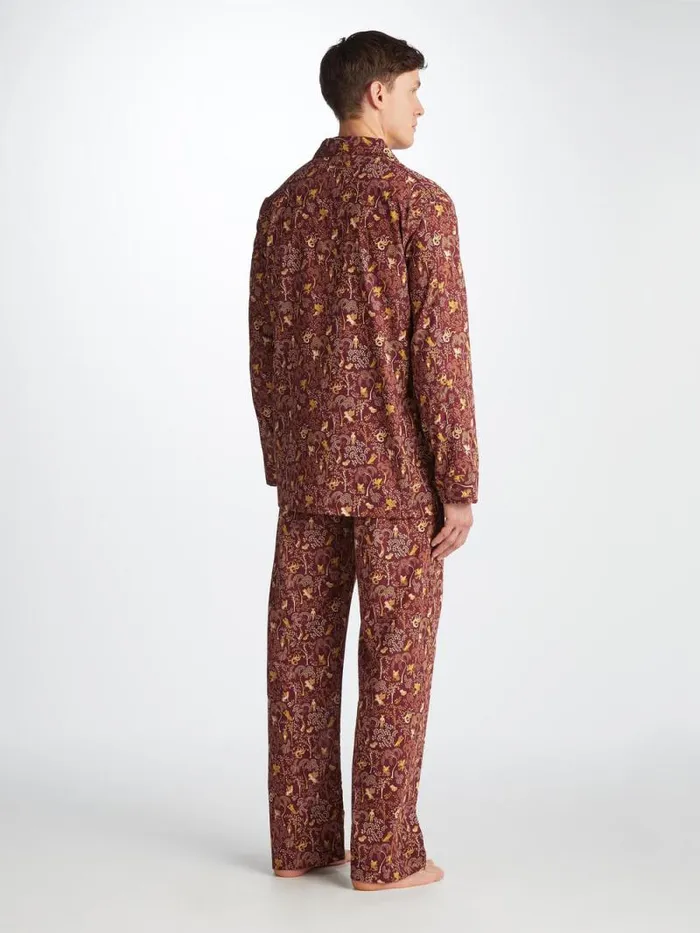 Derek Rose Classic Fit Pajamas Men Classic Fit Pajamas Ledbury 74 Cotton Batiste Burgundy