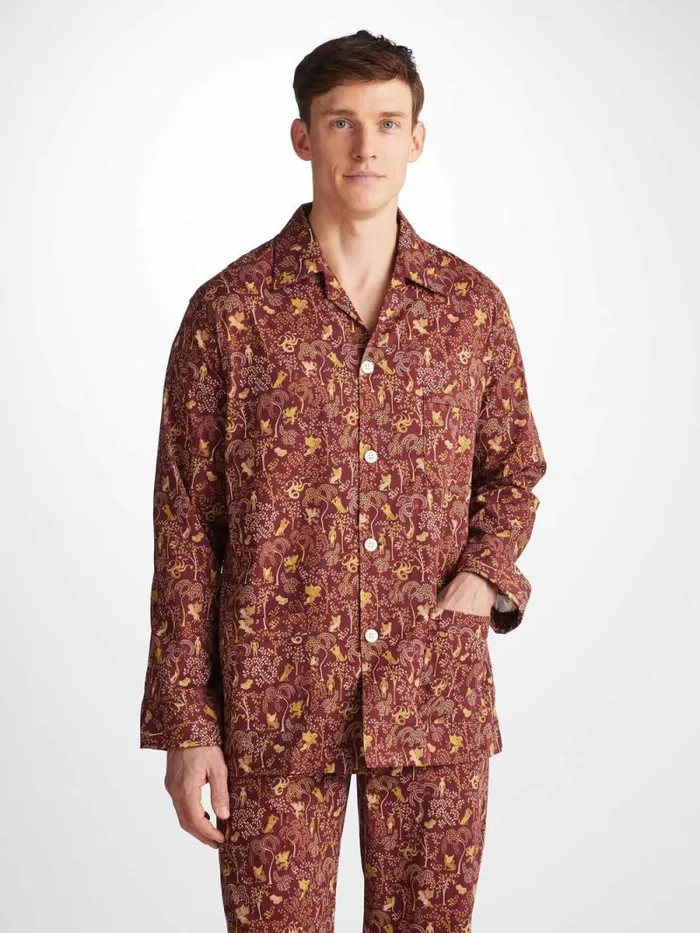 Derek Rose Classic Fit Pajamas Men Classic Fit Pajamas Ledbury 74 Cotton Batiste Burgundy