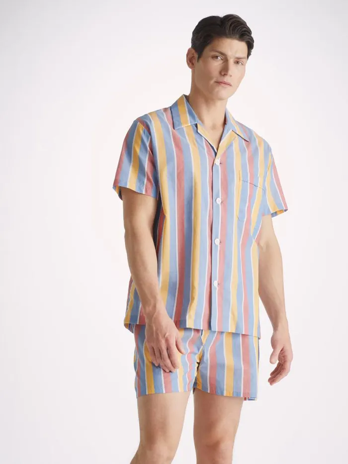 Derek Rose Cotton Pajamas Men Short Pajamas Amalfi 19 Cotton Batiste Multi