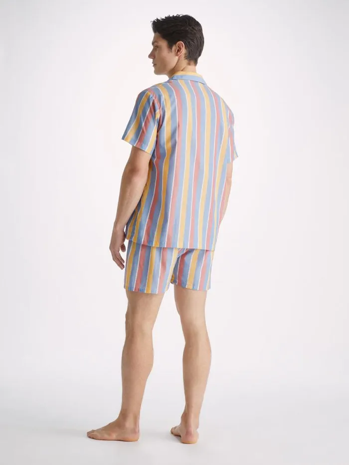 Derek Rose Cotton Pajamas Men Short Pajamas Amalfi 19 Cotton Batiste Multi