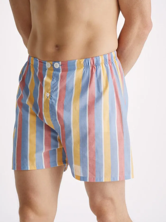 Derek Rose Cotton Pajamas Men Short Pajamas Amalfi 19 Cotton Batiste Multi
