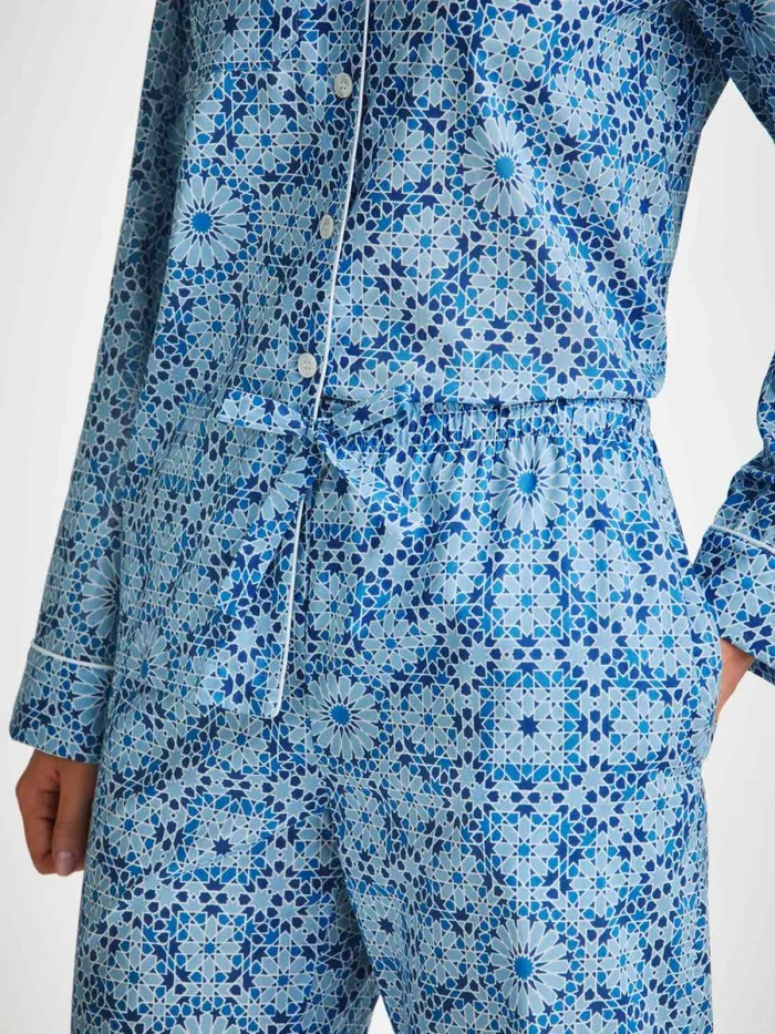 Derek Rose Cotton Pajamas Women Pajamas Ledbury 69 Cotton Batiste Blue