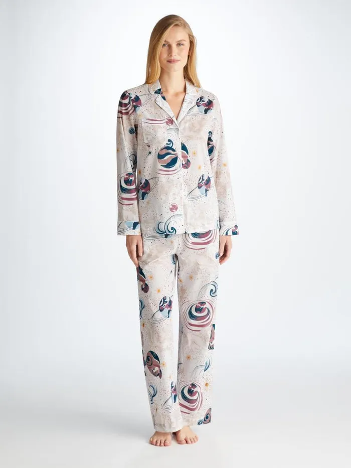 Derek Rose Cotton Pajamas Women Pajamas Ledbury 76 Cotton Batiste White