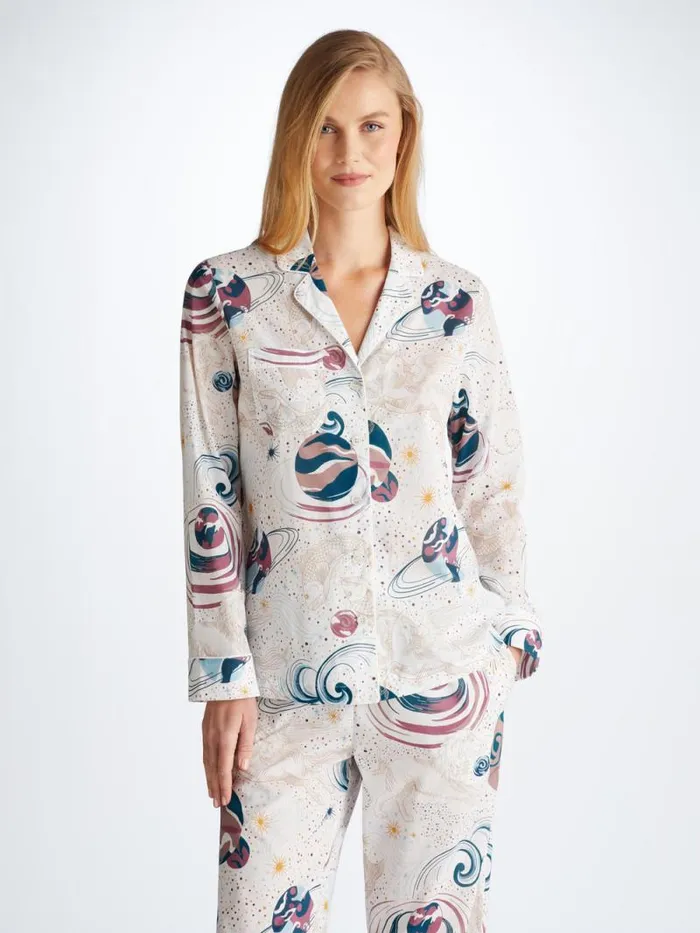 Derek Rose Cotton Pajamas Women Pajamas Ledbury 76 Cotton Batiste White