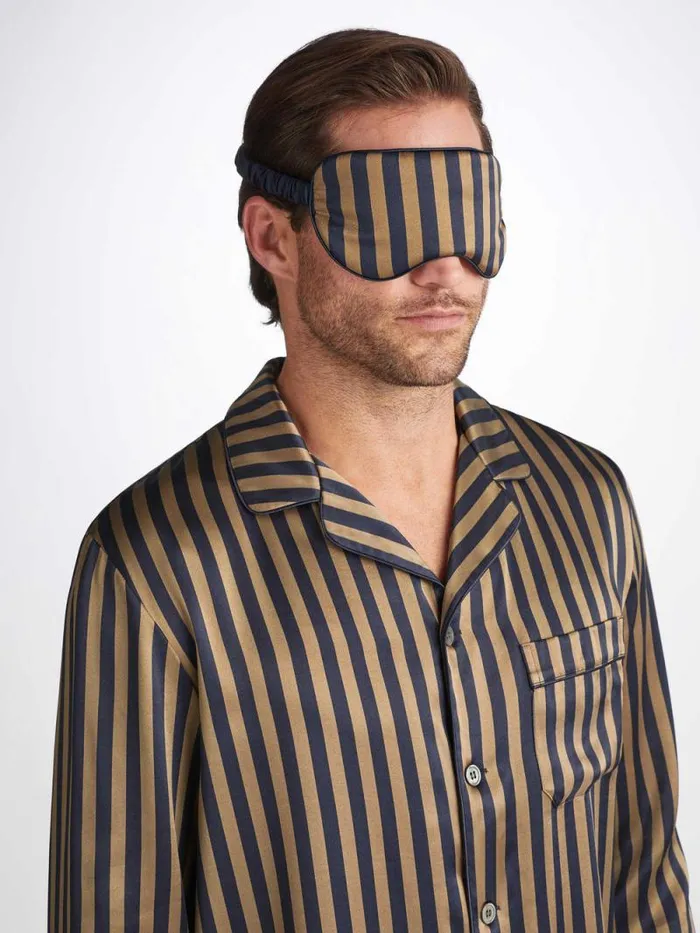 Derek Rose Eye Masks MenWomen Eye Mask Brindisi 107 Silk Satin Navy