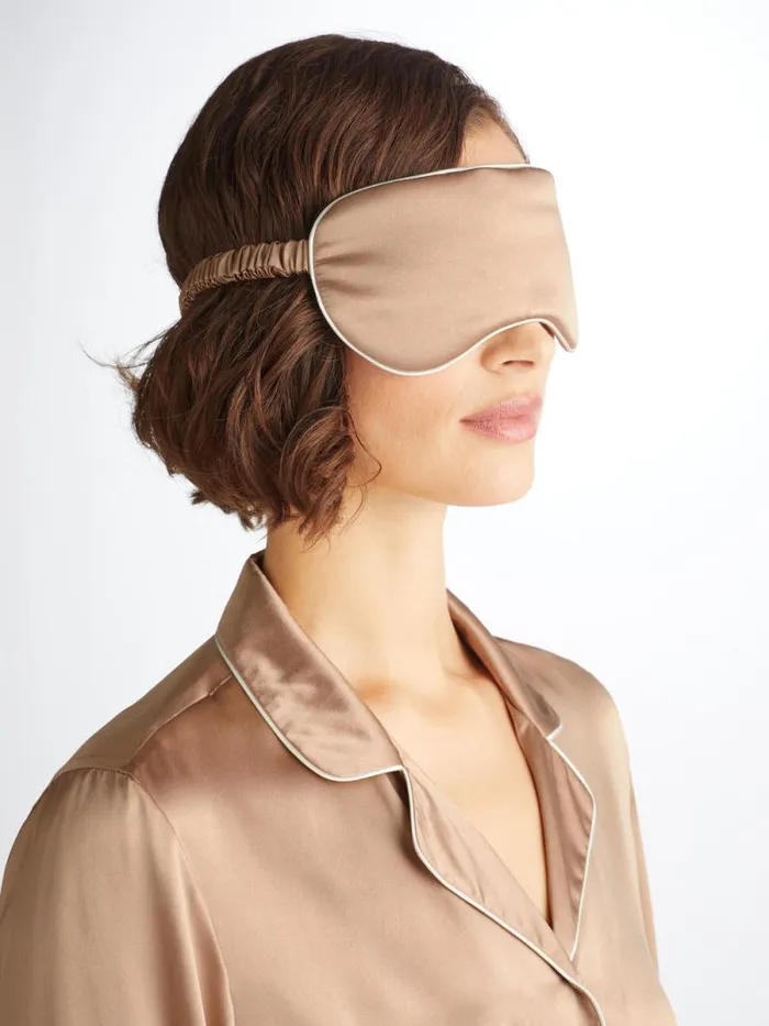 Derek Rose Eye Masks WomenMen Eye Mask Bailey Silk Satin Bronze