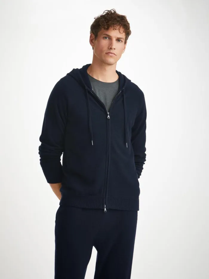 Derek Rose Hooded Tops Men Hoodie Finley Cashmere Navy