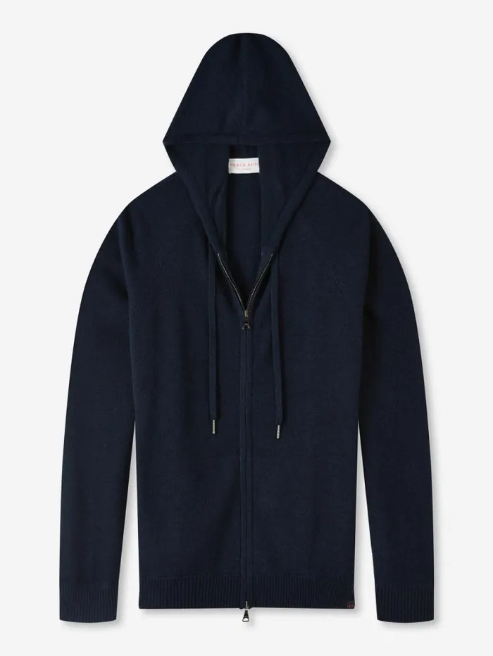 Derek Rose Hooded Tops Men Hoodie Finley Cashmere Navy