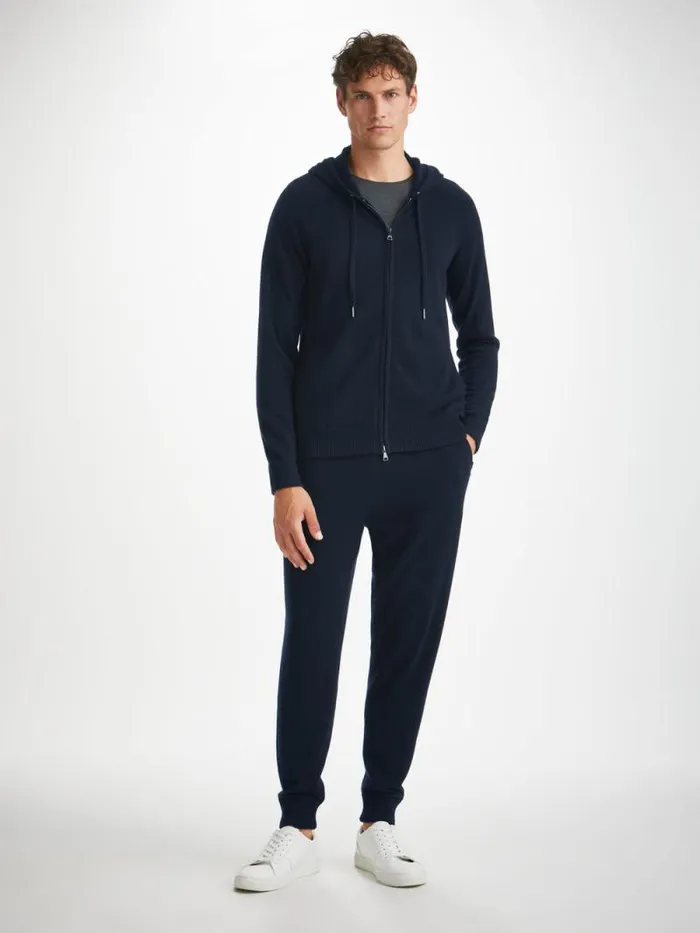Derek Rose Hooded Tops Men Hoodie Finley Cashmere Navy