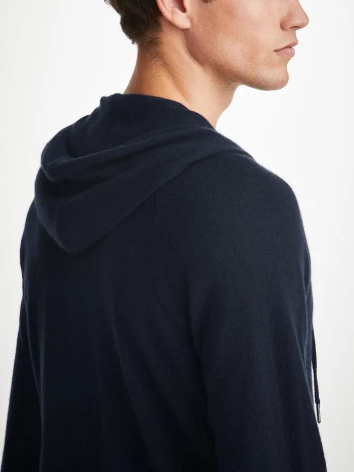 Derek Rose Hooded Tops Men Hoodie Finley Cashmere Navy