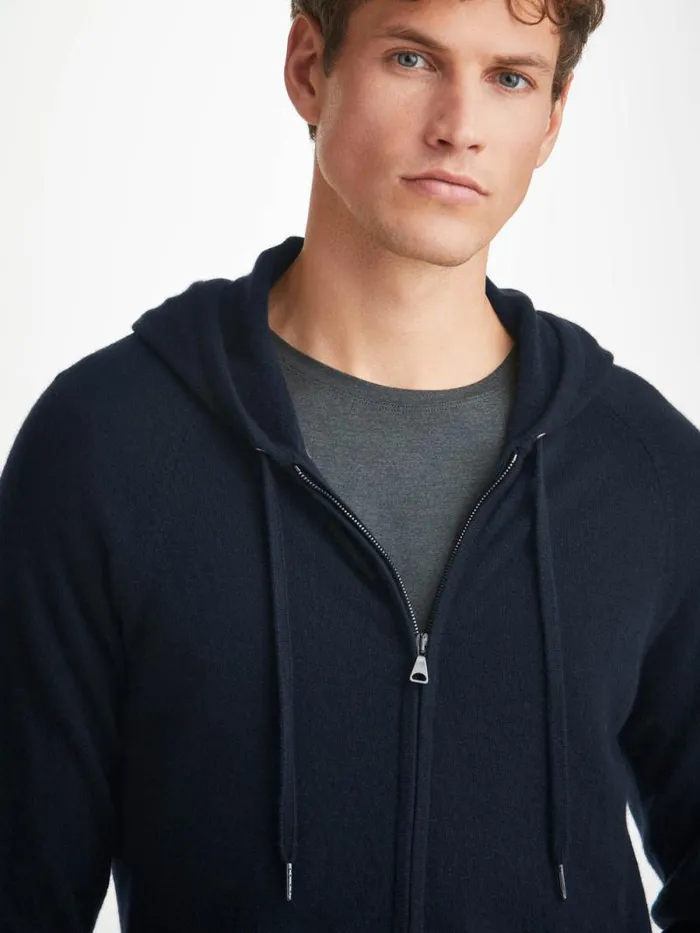 Derek Rose Hooded Tops Men Hoodie Finley Cashmere Navy