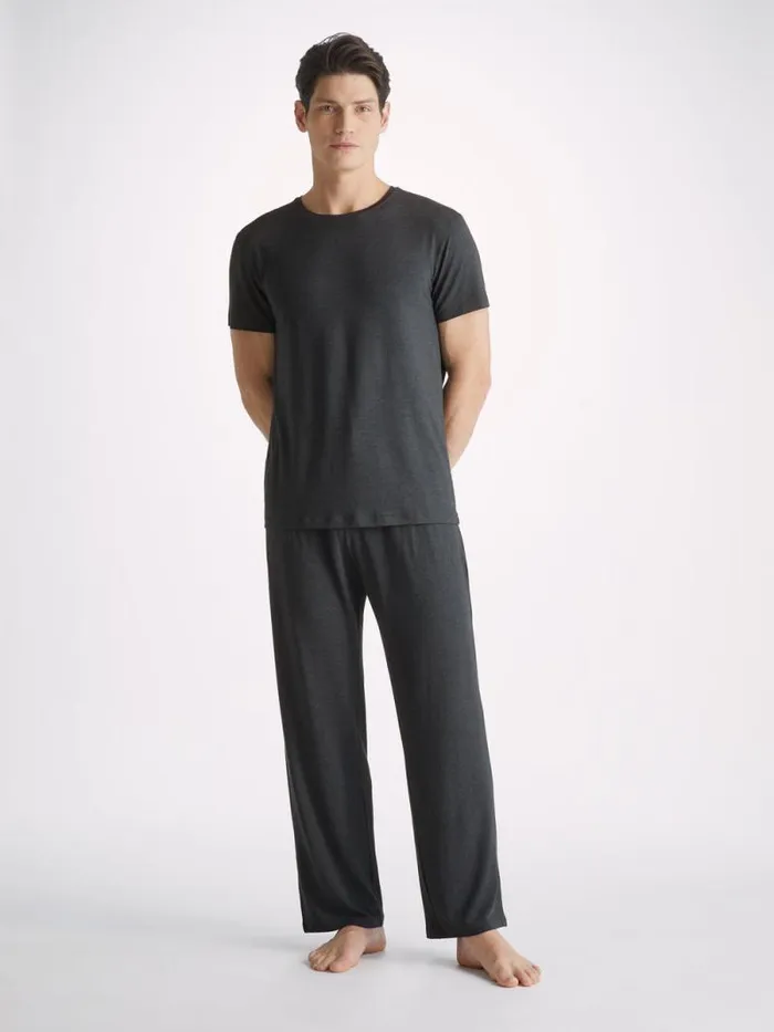 Derek Rose Lounge Pants Men Lounge Pants Marlowe Micro Modal Stretch Anthracite