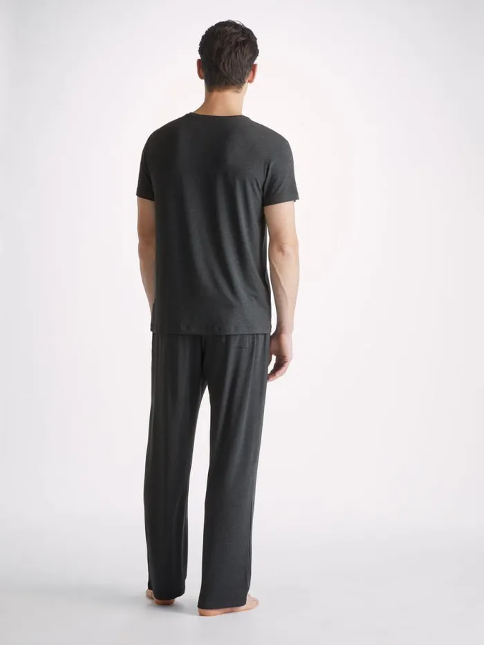 Derek Rose Lounge Pants Men Lounge Pants Marlowe Micro Modal Stretch Anthracite