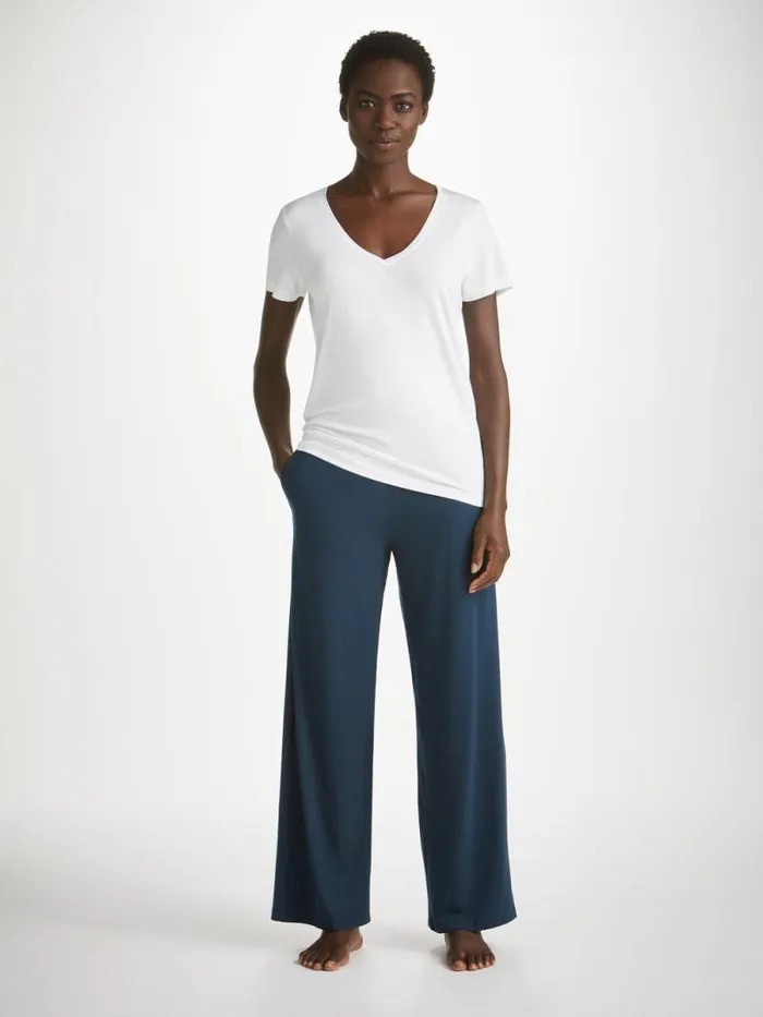 Derek Rose Lounge Pants Women Lounge Pants Basel Micro Modal Stretch Navy