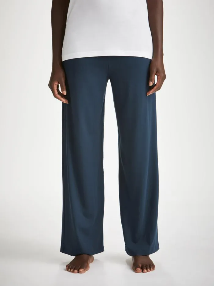 Derek Rose Lounge Pants Women Lounge Pants Basel Micro Modal Stretch Navy