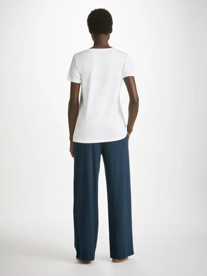Derek Rose Lounge Pants Women Lounge Pants Basel Micro Modal Stretch Navy
