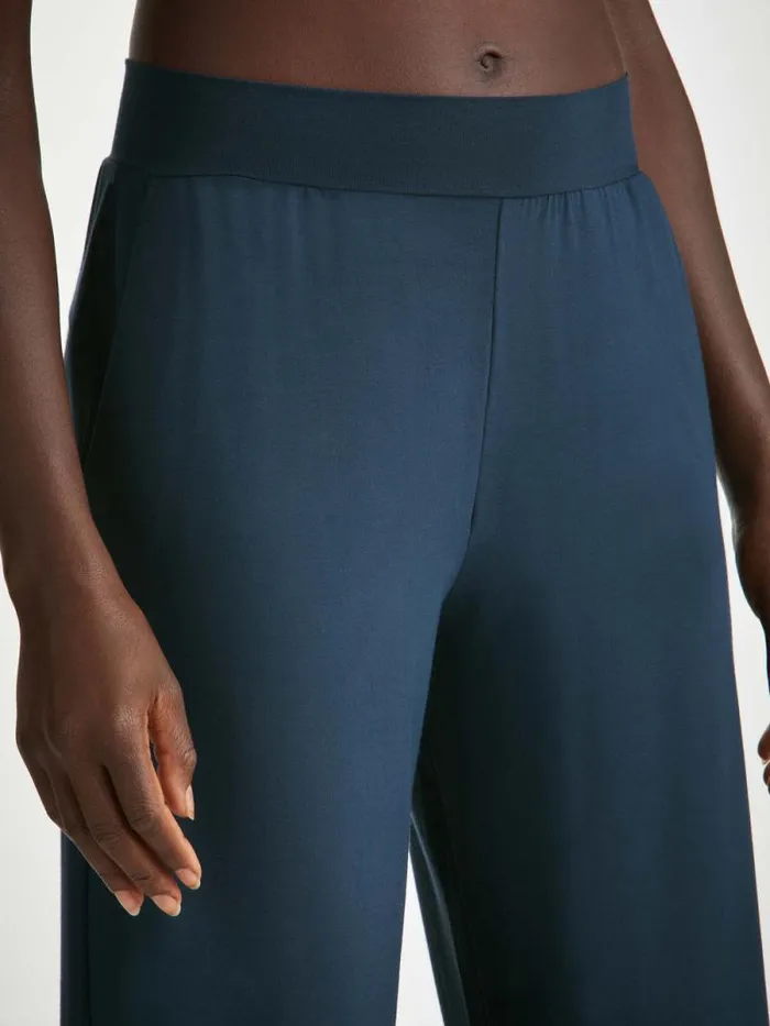 Derek Rose Lounge Pants Women Lounge Pants Basel Micro Modal Stretch Navy