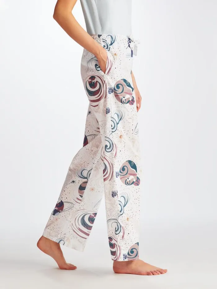 Derek Rose Lounge Pants Women Lounge Pants Ledbury 76 Cotton Batiste White
