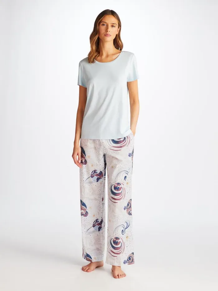 Derek Rose Lounge Pants Women Lounge Pants Ledbury 76 Cotton Batiste White