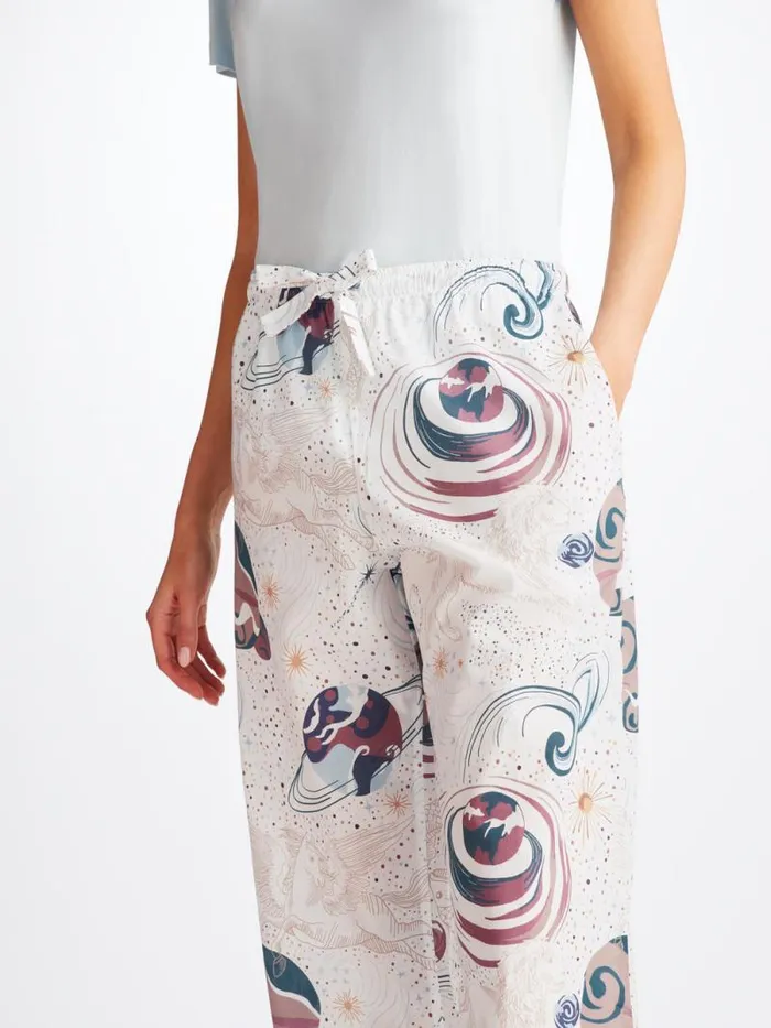 Derek Rose Lounge Pants Women Lounge Pants Ledbury 76 Cotton Batiste White