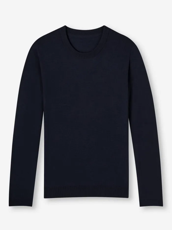 Derek Rose Merino Sweaters and Hoodies Men Sweater Orson Merino Wool Navy
