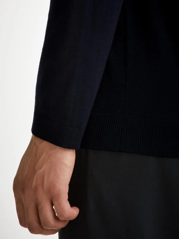 Derek Rose Merino Sweaters and Hoodies Men Sweater Orson Merino Wool Navy