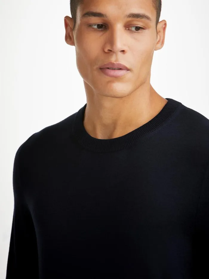 Derek Rose Merino Sweaters and Hoodies Men Sweater Orson Merino Wool Navy