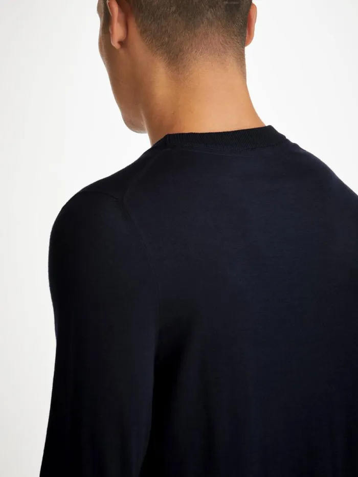 Derek Rose Merino Sweaters and Hoodies Men Sweater Orson Merino Wool Navy