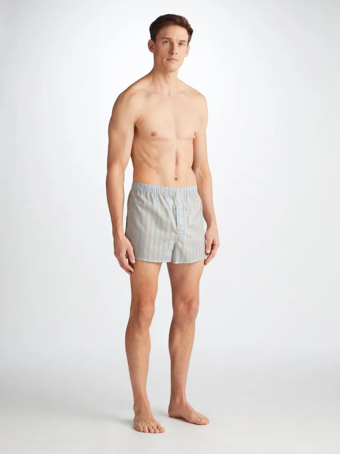 Derek Rose Modern Fit Boxer Shorts Men Modern Fit Boxers Amalfi 20 Cotton Batiste Blue