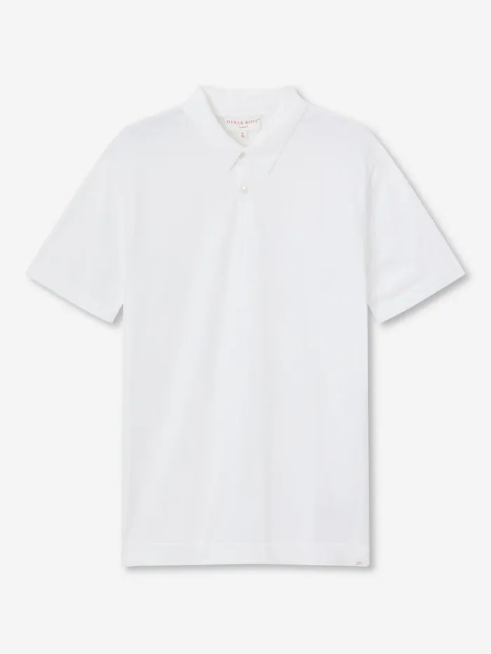 Derek Rose Sea Island Cotton Polo Shirts Men Polo Shirt Jacob Sea Island Cotton White
