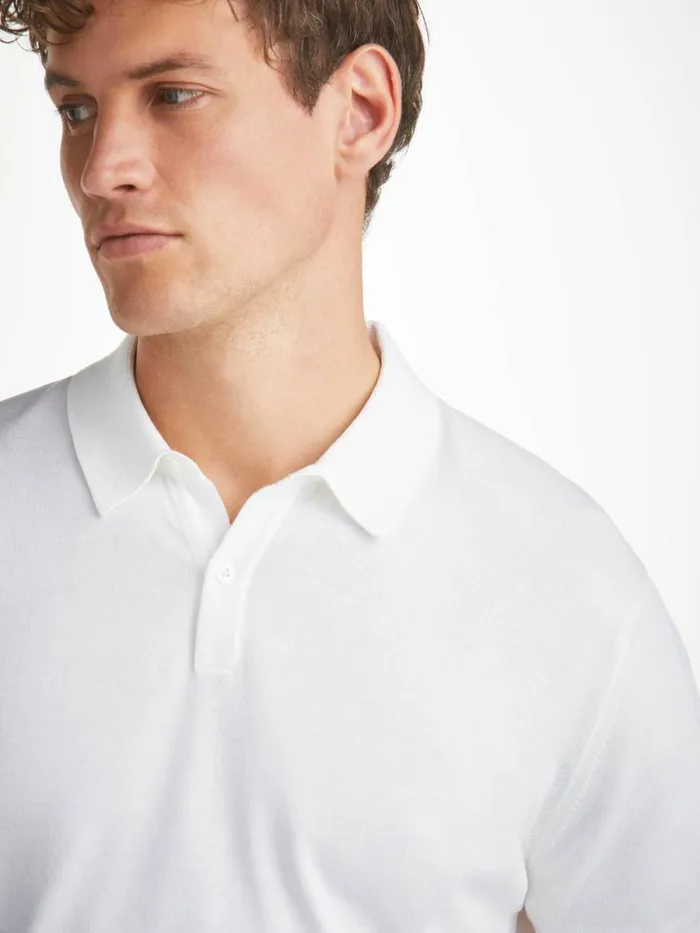 Derek Rose Sea Island Cotton Polo Shirts Men Polo Shirt Jacob Sea Island Cotton White