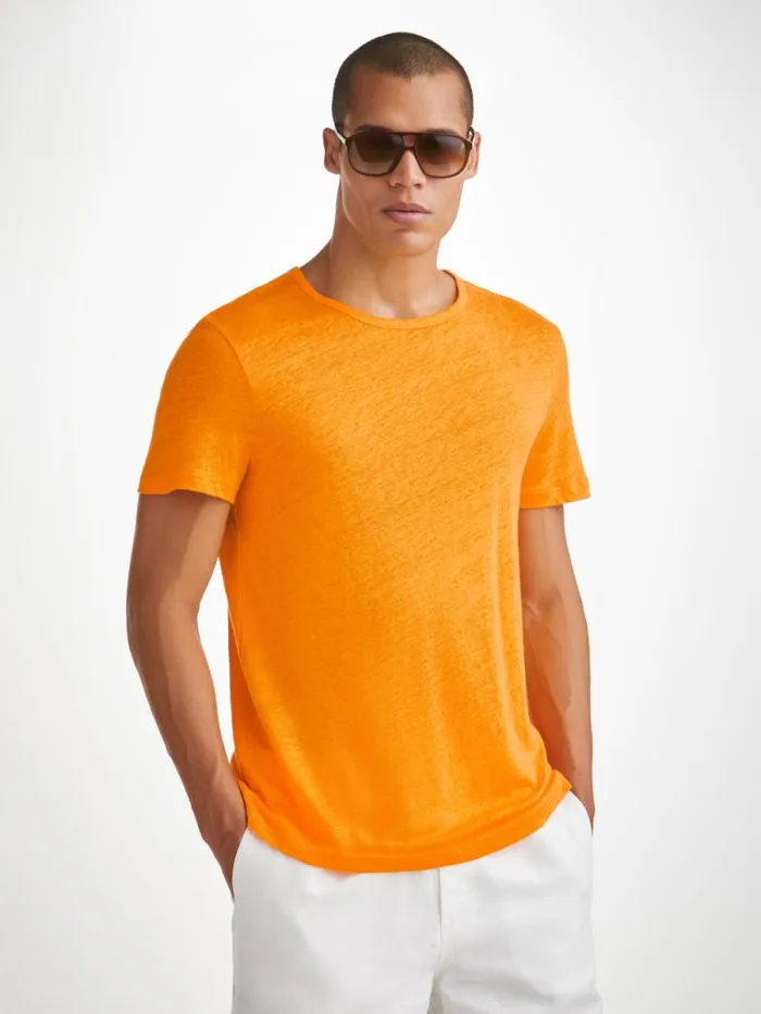 Derek Rose Short Sleeve TShirts Men TShirt Jordan Linen Tangerine