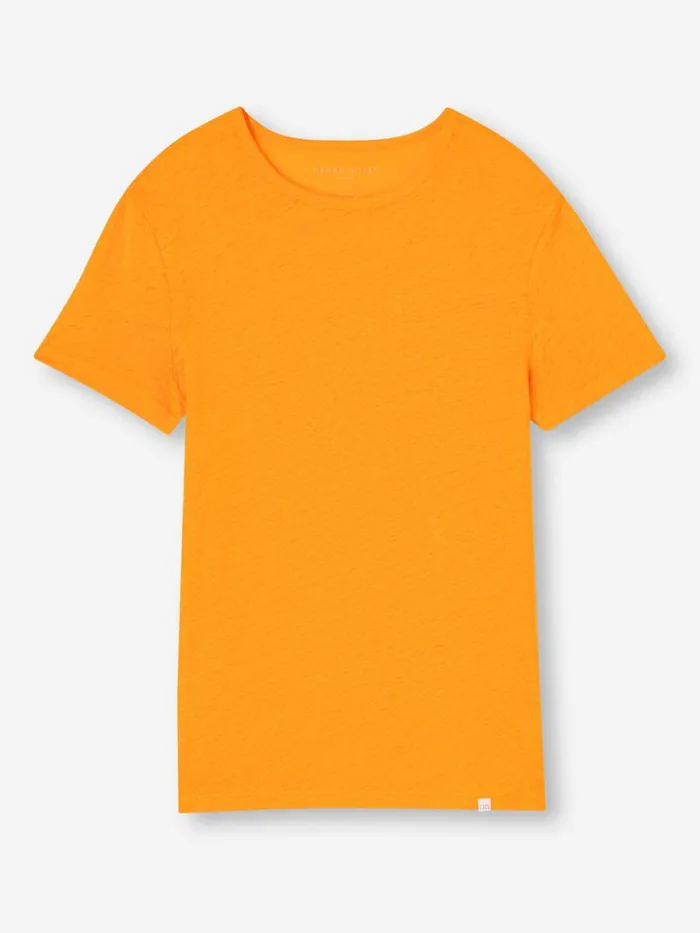 Derek Rose Short Sleeve TShirts Men TShirt Jordan Linen Tangerine
