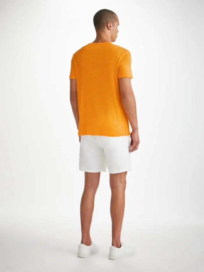 Derek Rose Short Sleeve TShirts Men TShirt Jordan Linen Tangerine
