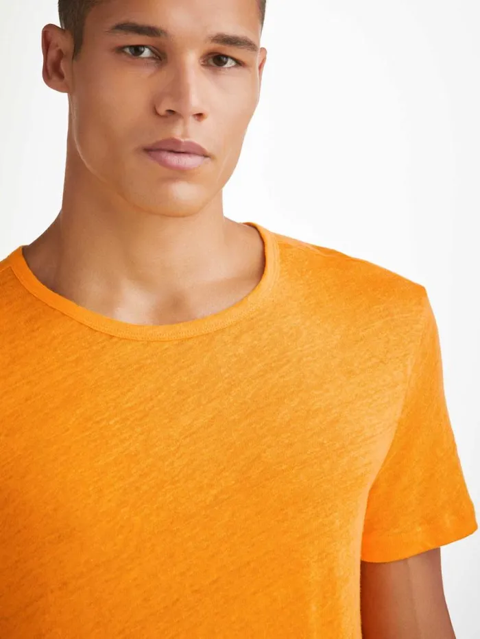 Derek Rose Short Sleeve TShirts Men TShirt Jordan Linen Tangerine