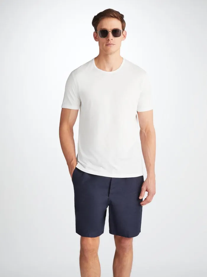Derek Rose Short Sleeve TShirts Men TShirt Riley Pima Cotton White