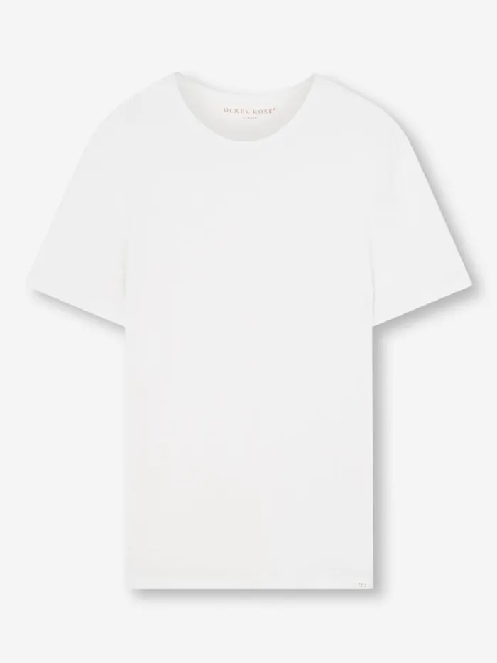 Derek Rose Short Sleeve TShirts Men TShirt Riley Pima Cotton White