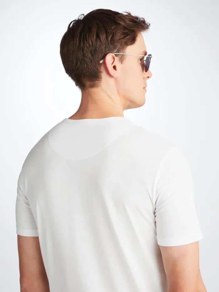 Derek Rose Short Sleeve TShirts Men TShirt Riley Pima Cotton White