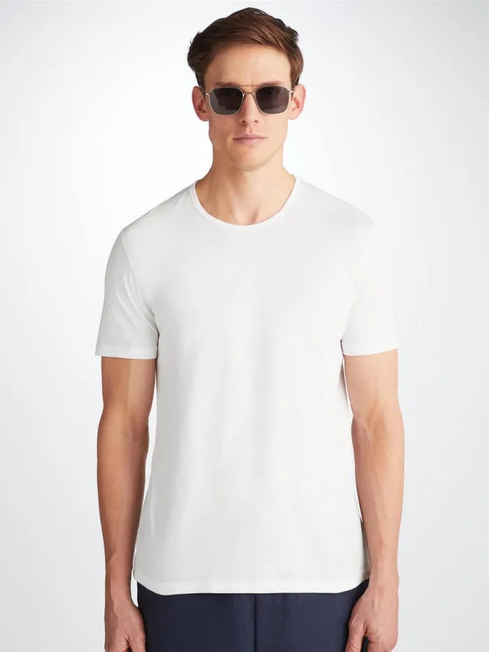 Derek Rose Short Sleeve TShirts Men TShirt Riley Pima Cotton White