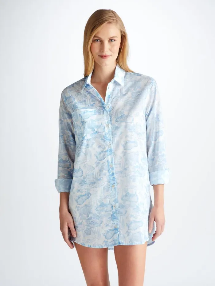 Derek Rose Sleep Shirts Women Nightshirt Ledbury 77 Cotton Batiste White