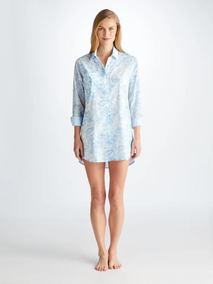 Derek Rose Sleep Shirts Women Nightshirt Ledbury 77 Cotton Batiste White