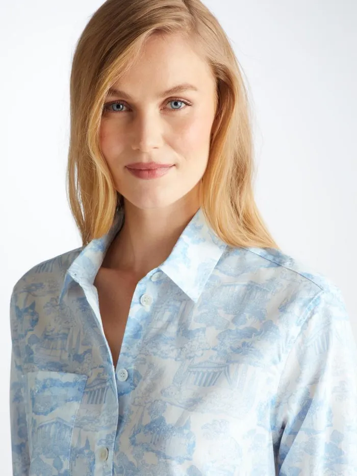 Derek Rose Sleep Shirts Women Nightshirt Ledbury 77 Cotton Batiste White